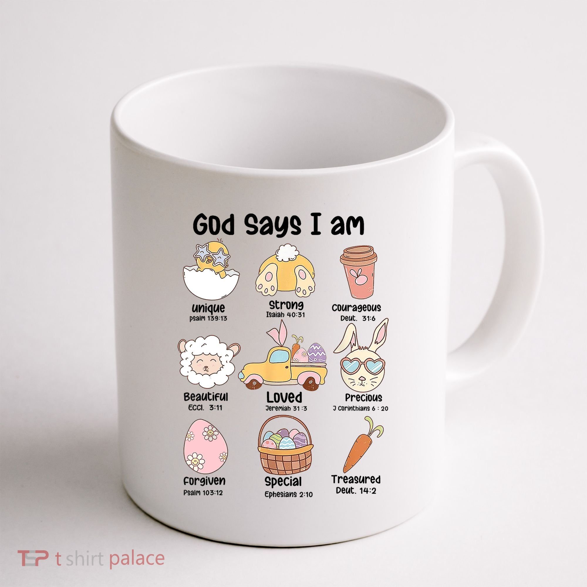 Retro God Says I Am Christian Jesus Happy Easter Day Bunny Coffee Mug