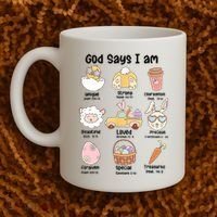 Retro God Says I Am Christian Jesus Happy Easter Day Bunny Coffee Mug thumb 2