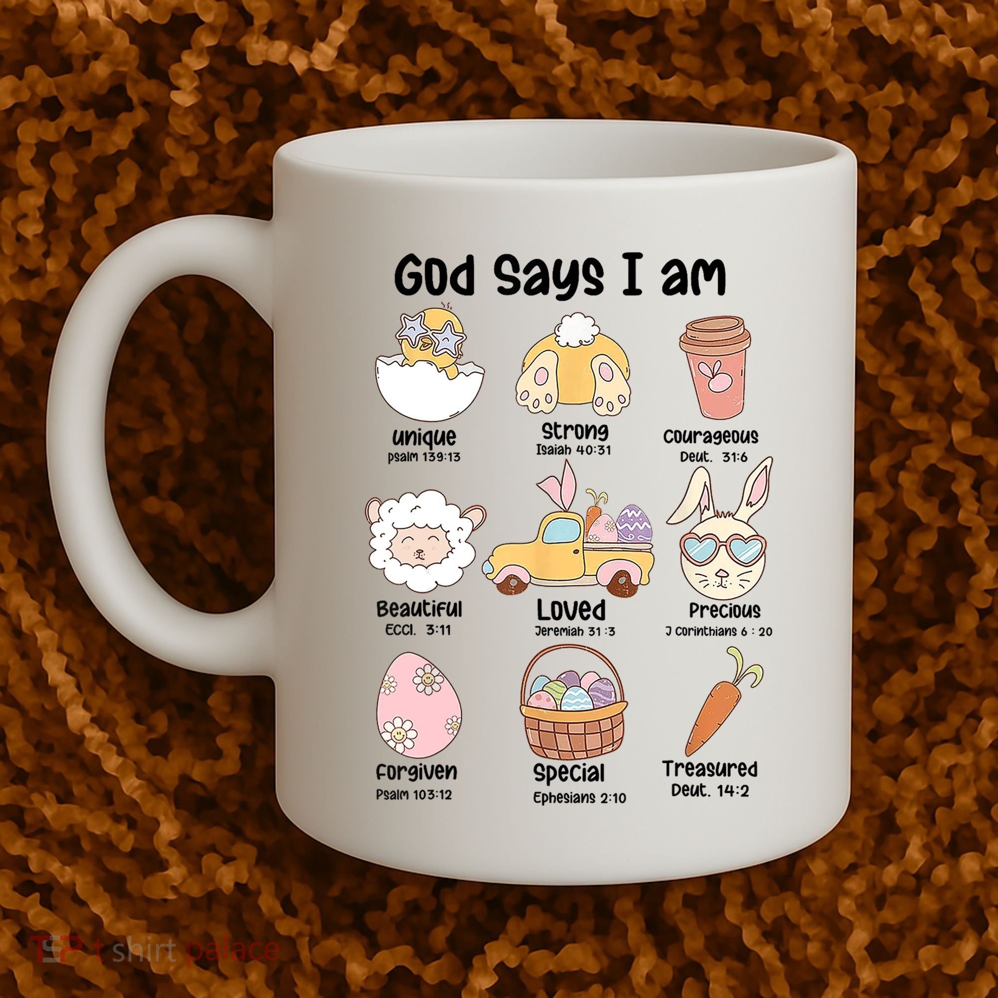 Retro God Says I Am Christian Jesus Happy Easter Day Bunny Coffee Mug