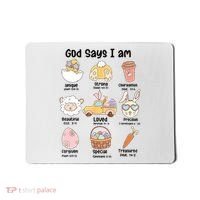 Retro God Says I Am Christian Jesus Happy Easter Day Bunny Mousepad thumb 0