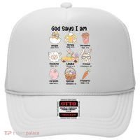 Retro God Says I Am Christian Jesus Happy Easter Day Bunny Hat thumb 0