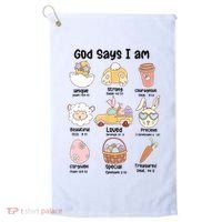 Retro God Says I Am Christian Jesus Happy Easter Day Bunny Golf Towel thumb 0