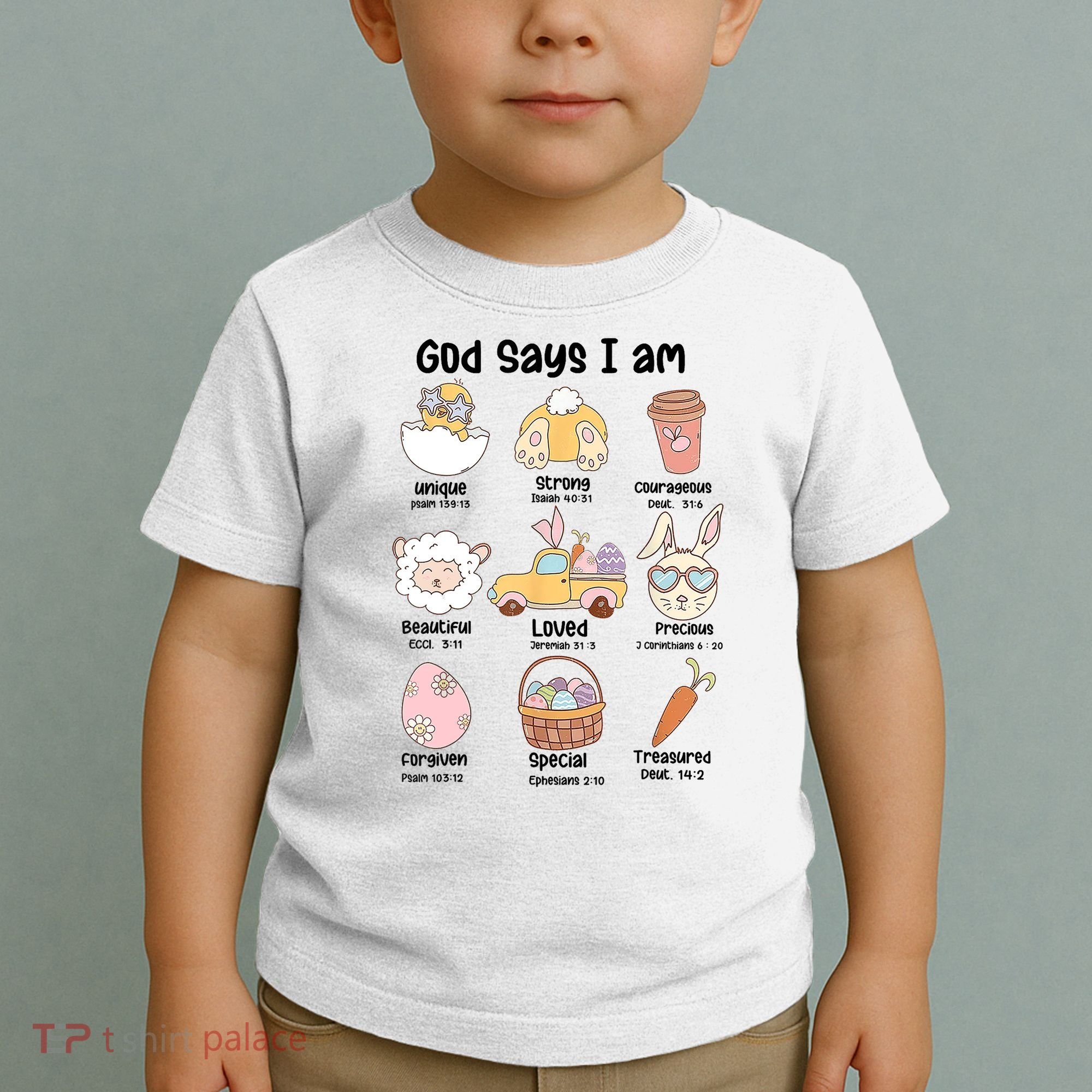 Retro God Says I Am Christian Jesus Happy Easter Day Bunny Toddler T-Shirt