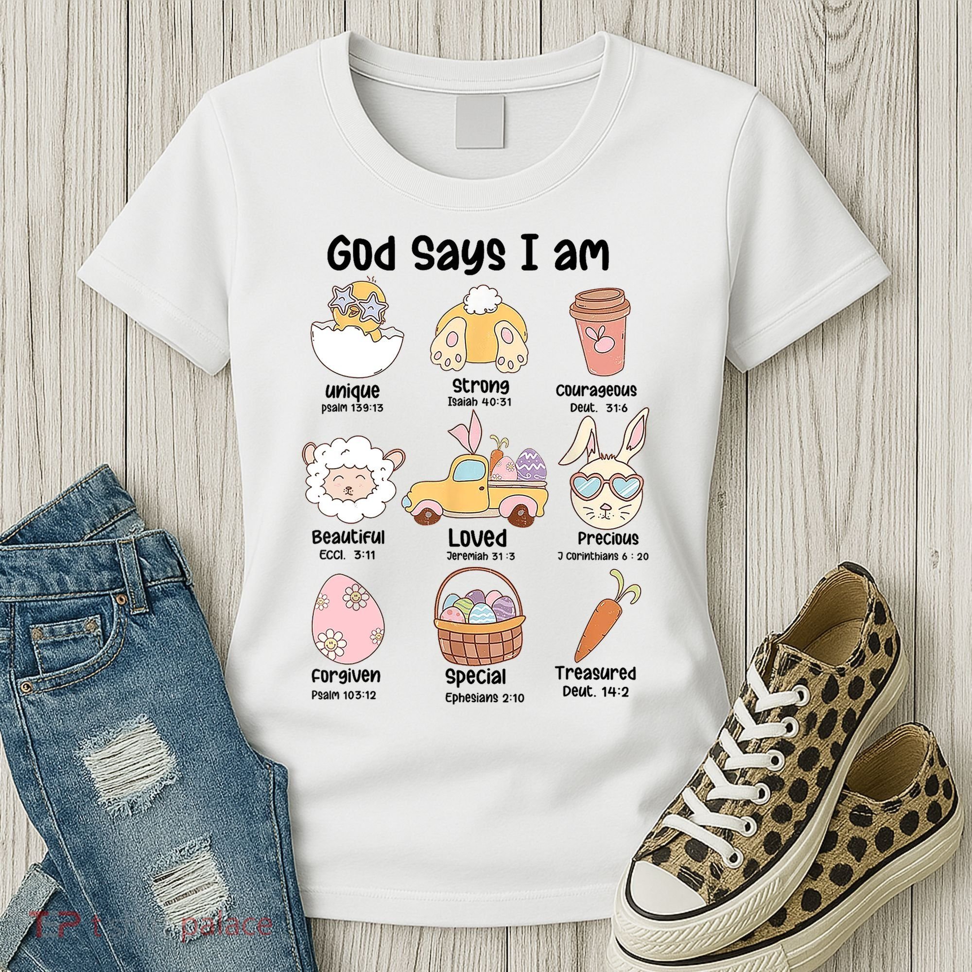 Retro God Says I Am Christian Jesus Happy Easter Day Bunny Women's T-Shirt