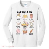Retro God Says I Am Christian Jesus Happy Easter Day Bunny Kids Long Sleeve Shirt thumb 0