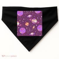 Retro Galaxy Spaceship USA-Made Doggie Bandana thumb 0