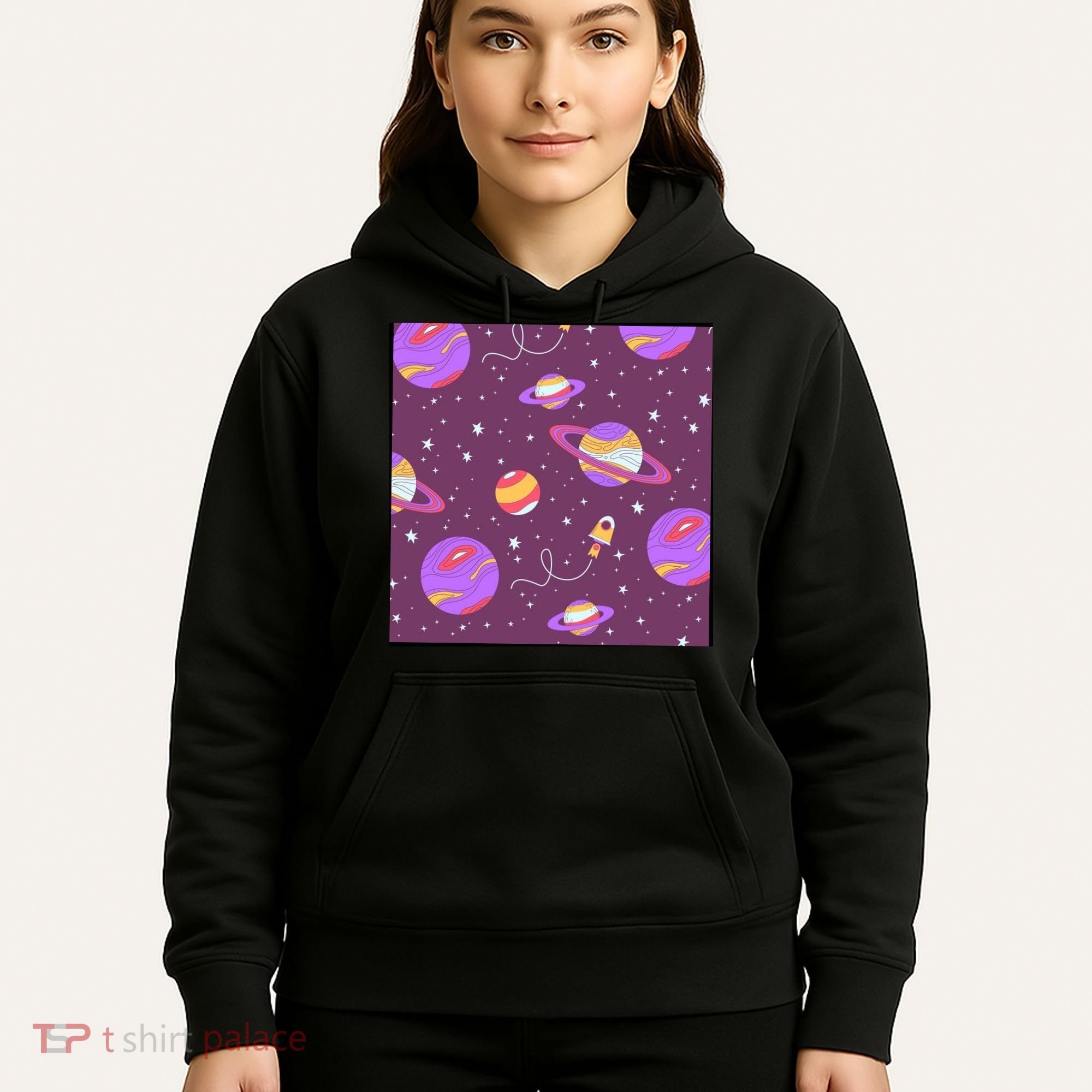 Retro Galaxy Spaceship Hoodie