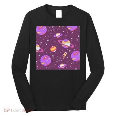 Retro Galaxy Spaceship Long Sleeve Shirt