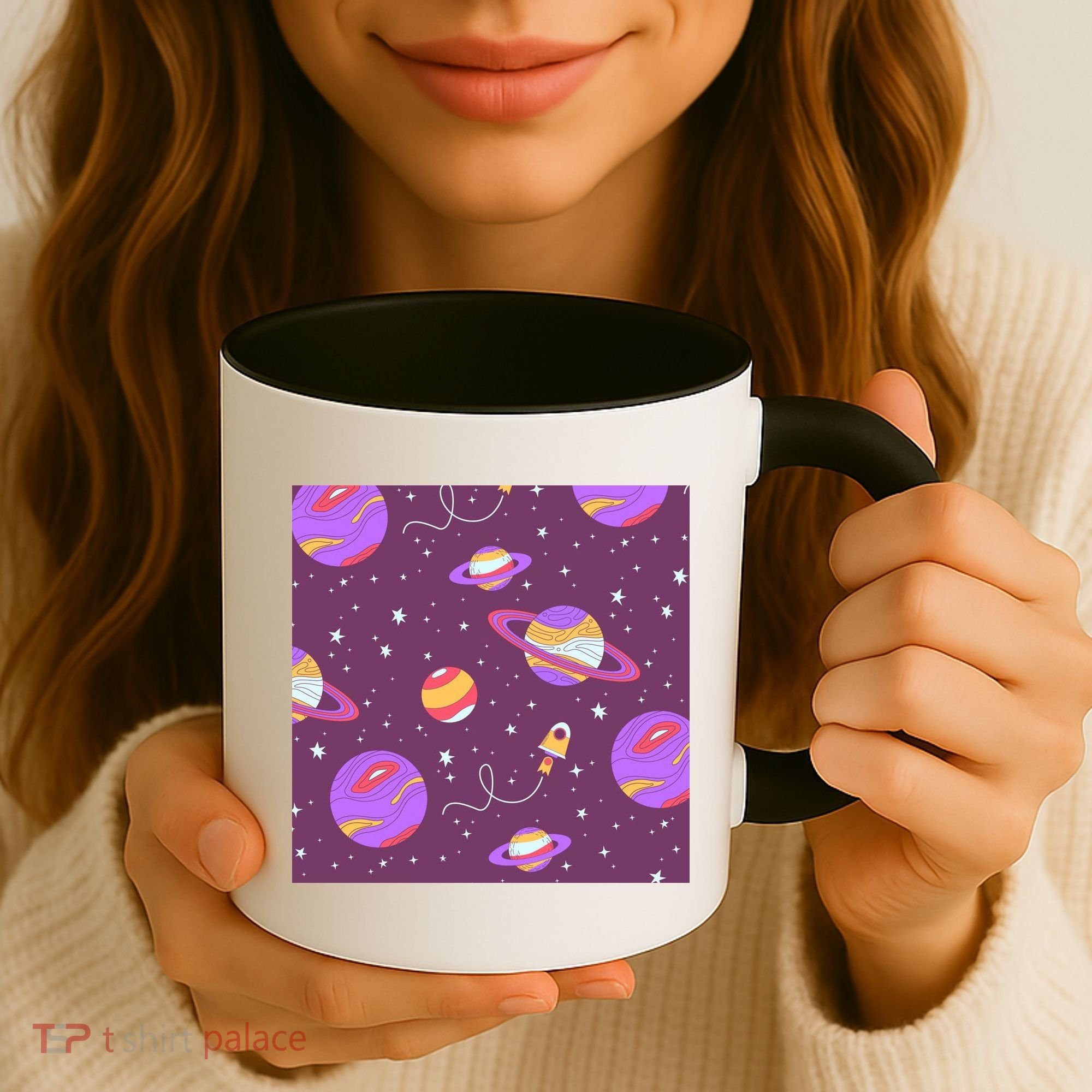 Retro Galaxy Spaceship Coffee Mug