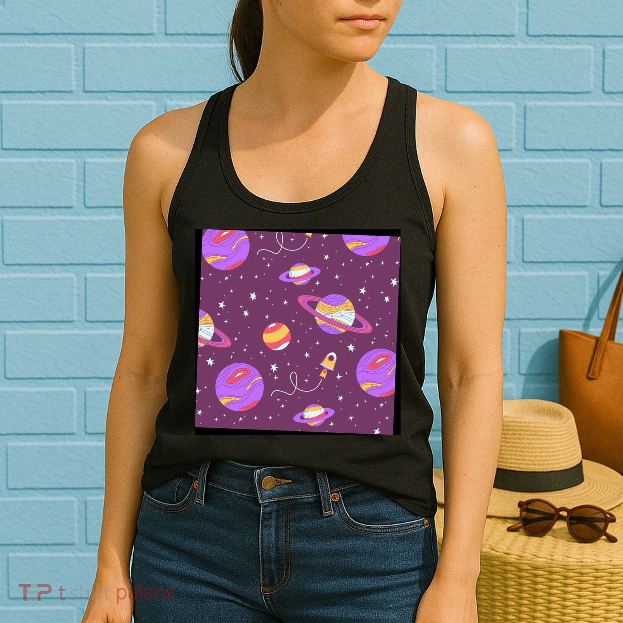 Retro Galaxy Spaceship Women's Tank Top