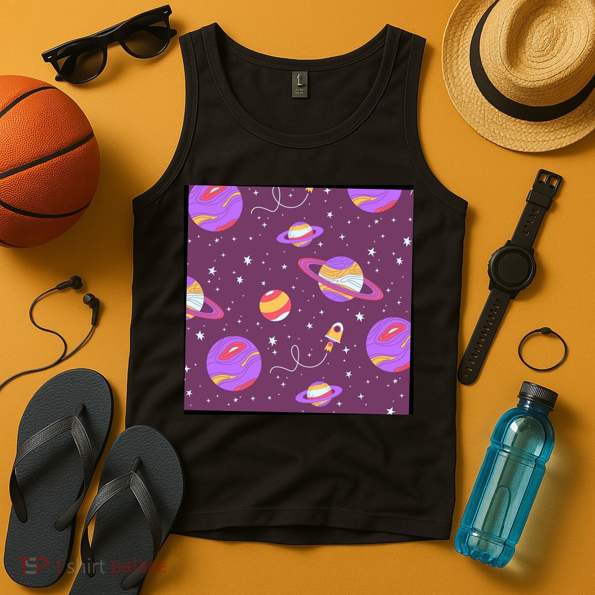 Retro Galaxy Spaceship Tank Top