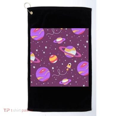 Retro Galaxy Spaceship Golf Towel