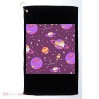 Retro Galaxy Spaceship Golf Towel thumb 0