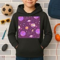 Retro Galaxy Spaceship Kids Hoodie thumb 2
