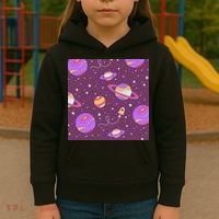 Retro Galaxy Spaceship Kids Hoodie thumb 3