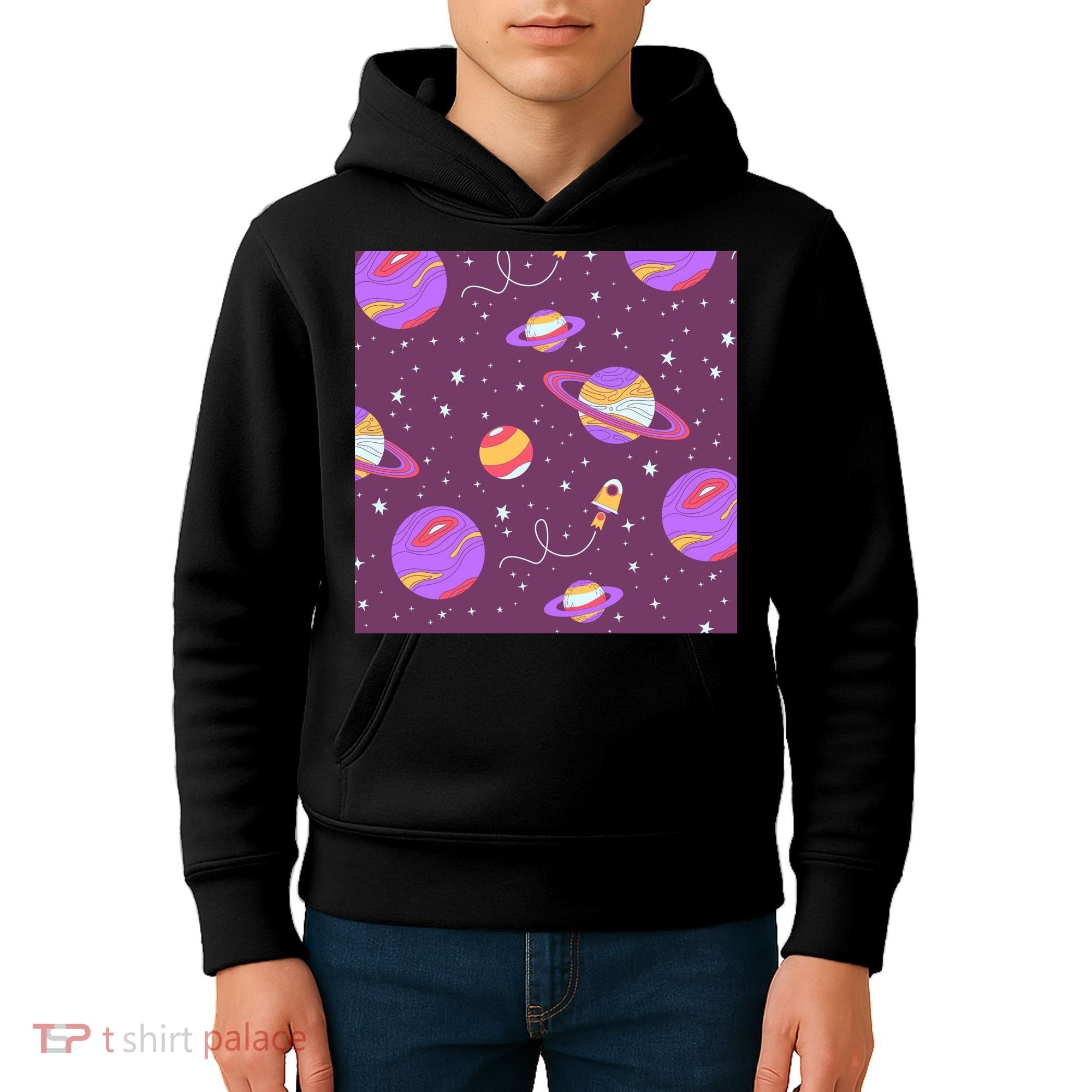 Retro Galaxy Spaceship Kids Hoodie