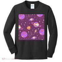 Retro Galaxy Spaceship Kids Long Sleeve Shirt thumb 0