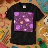 Retro Galaxy Spaceship Kids T-Shirt thumb 3
