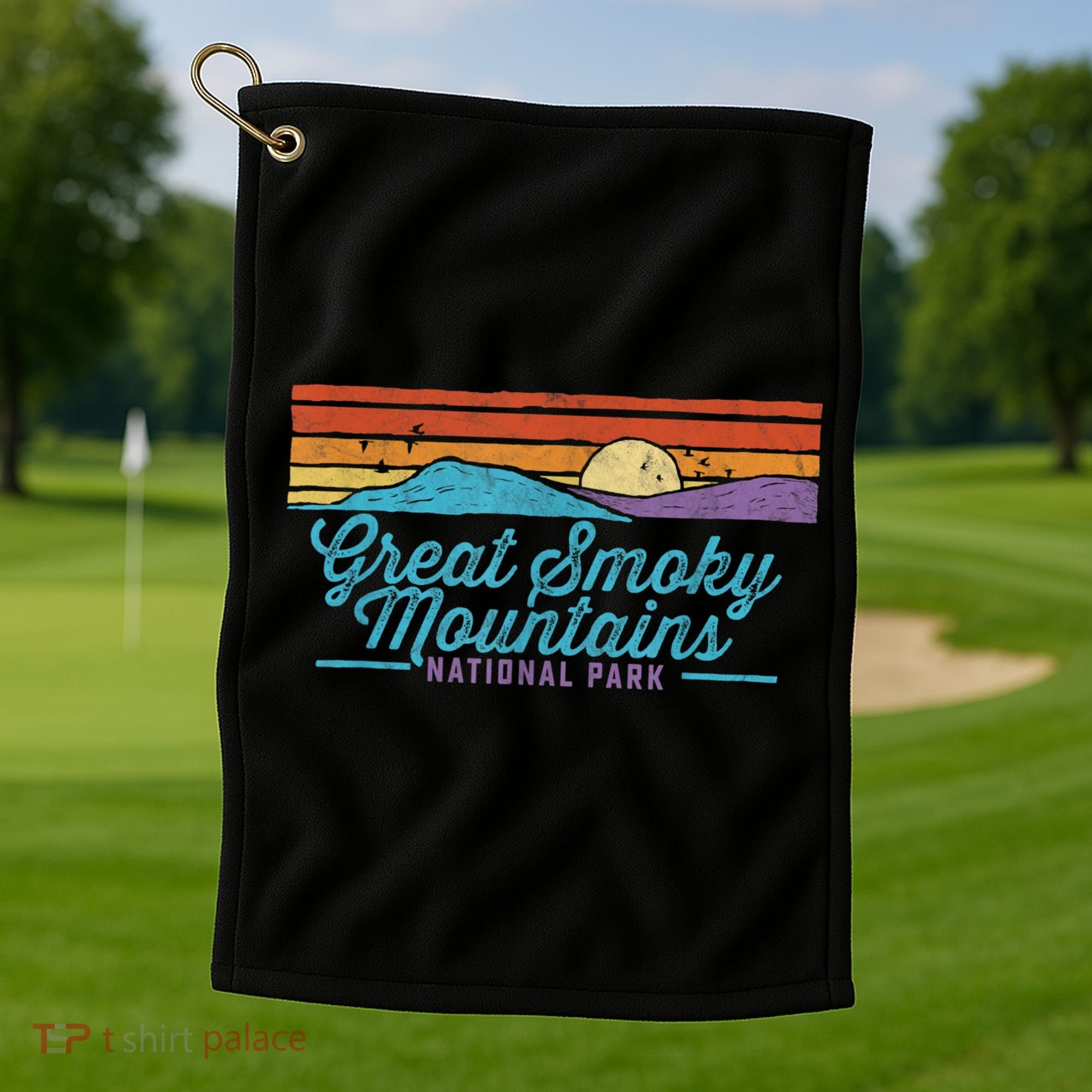 Retro Great Smoky Mountains National Park Golf Towel