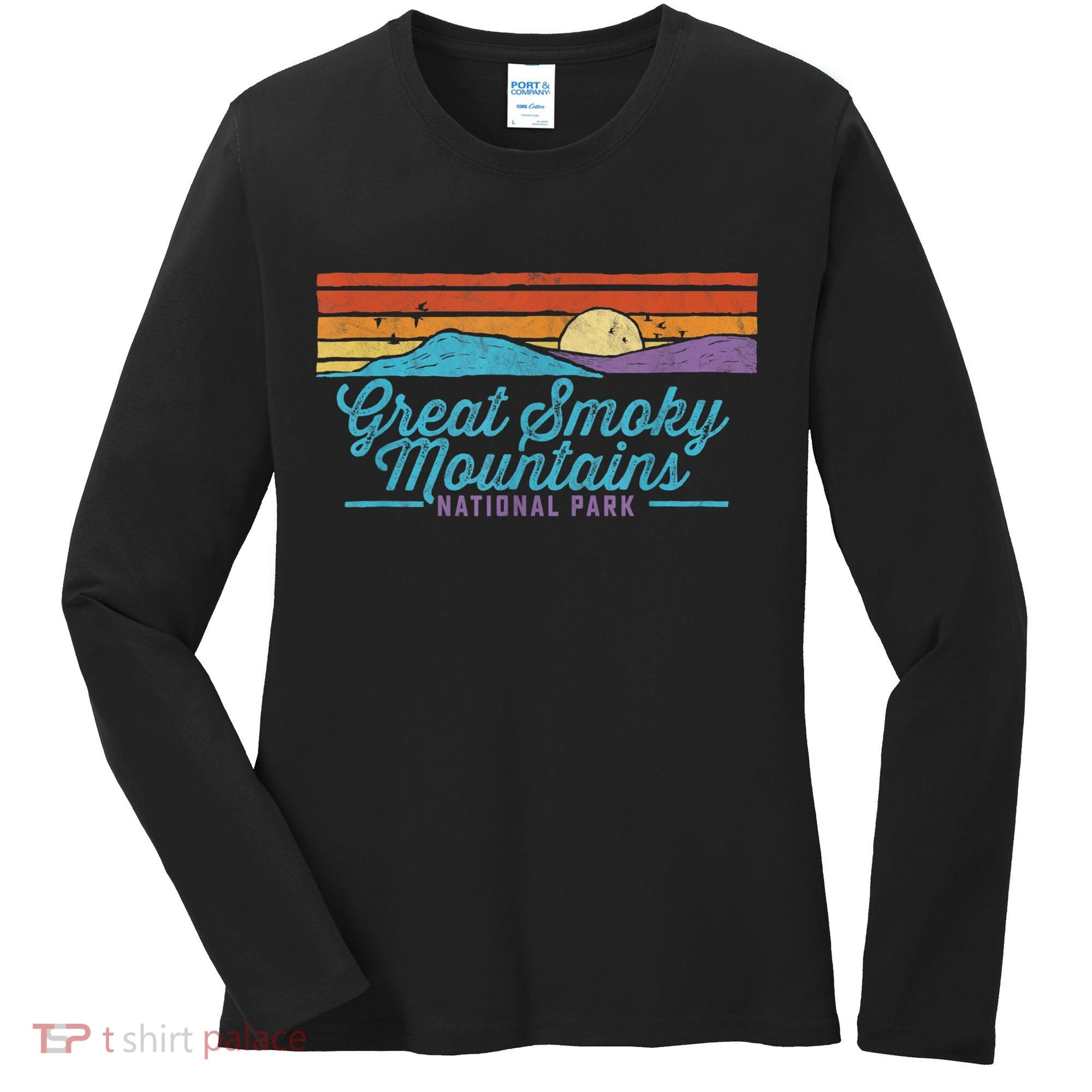 Retro Great Smoky Mountains National Park Women's Long Sleeve Shirt