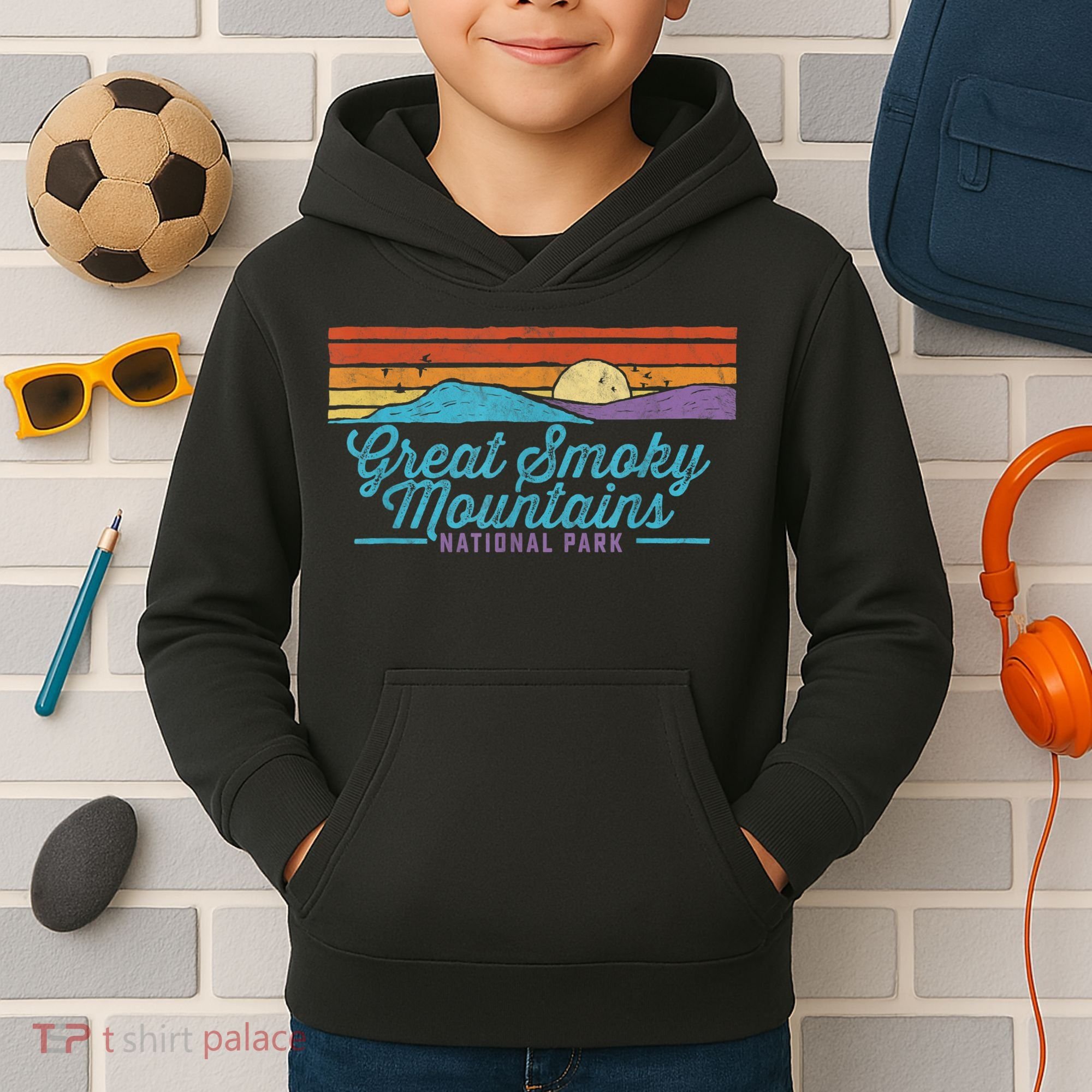 Retro Great Smoky Mountains National Park Kids Hoodie
