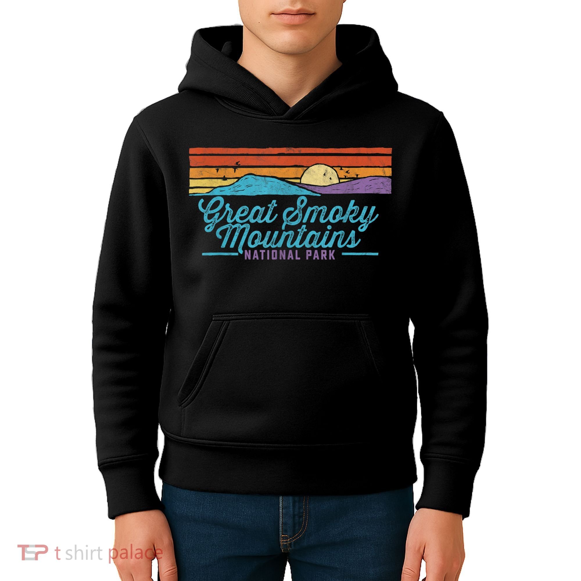 Retro Great Smoky Mountains National Park Kids Hoodie
