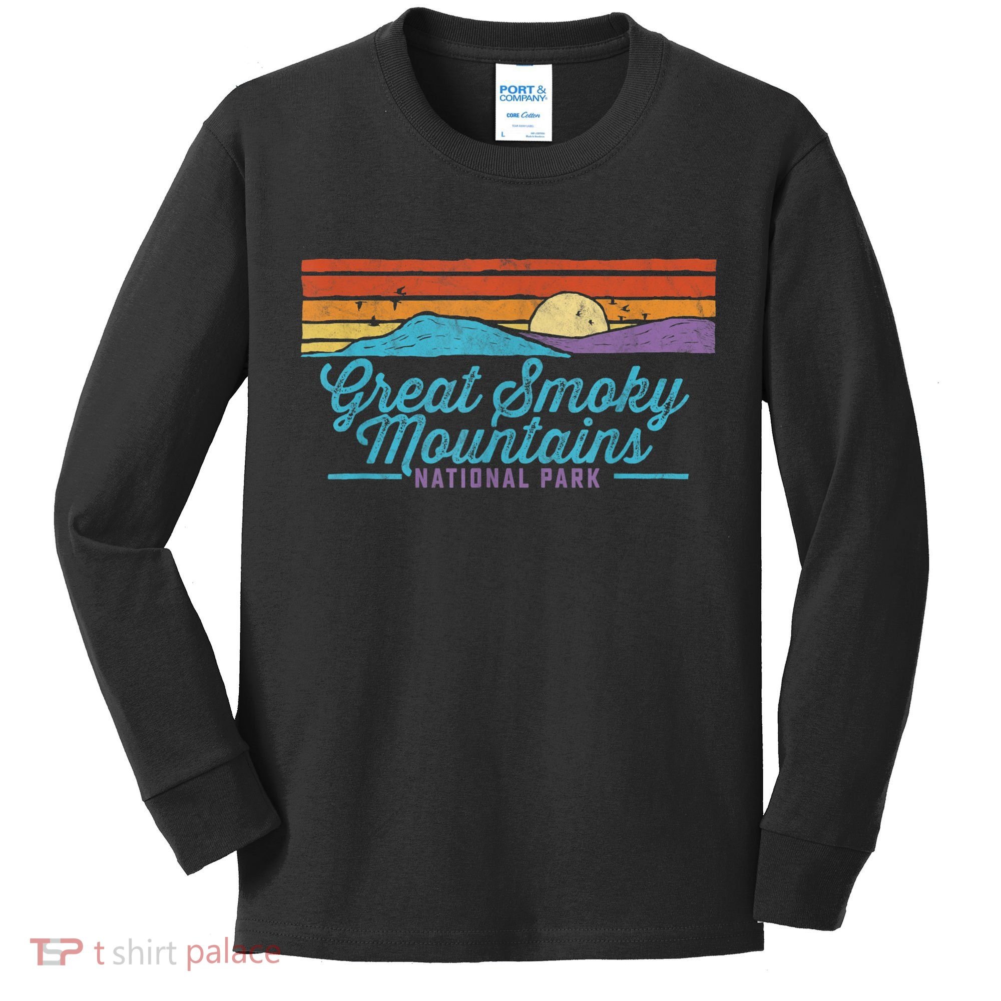 Retro Great Smoky Mountains National Park Kids Long Sleeve Shirt