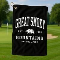 Retro Great Smoky Mountains National Park Golf Towel thumb 1