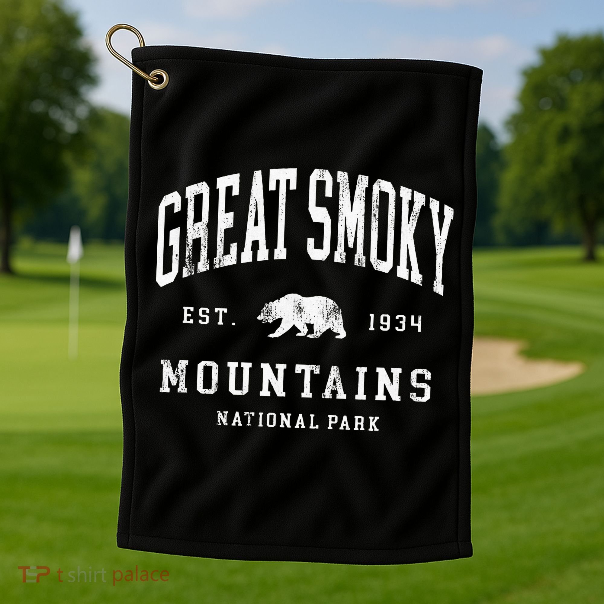 Retro Great Smoky Mountains National Park Golf Towel