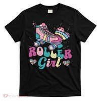Roller Girl Skater Skating Retro Vintage 70s 80s 90s Skates T-Shirt thumb 0