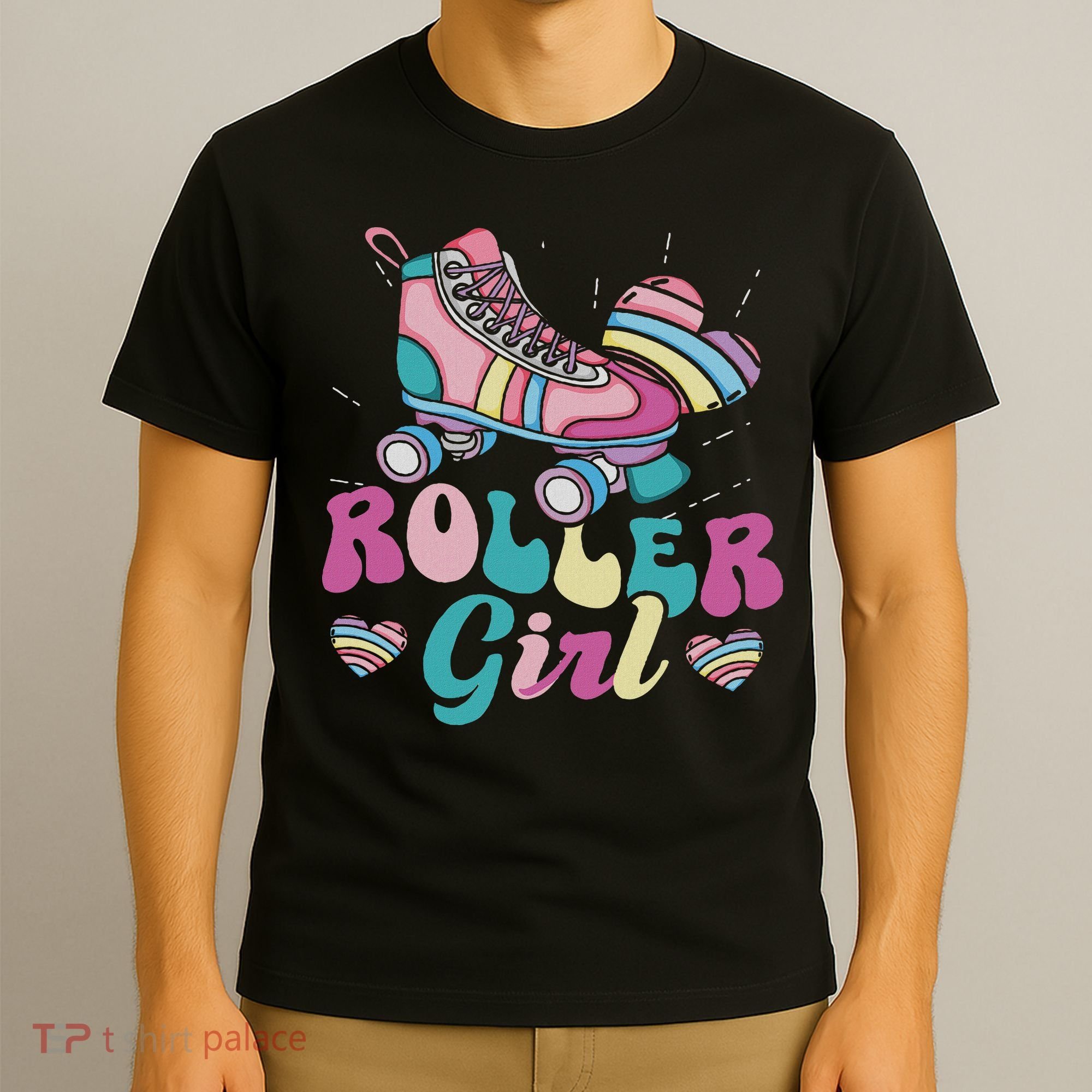 Roller Girl Skater Skating Retro Vintage 70s 80s 90s Skates T-Shirt