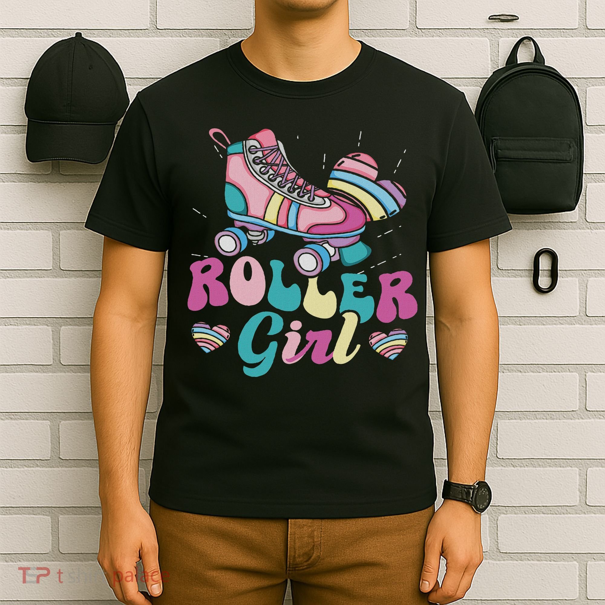 Roller Girl Skater Skating Retro Vintage 70s 80s 90s Skates T-Shirt