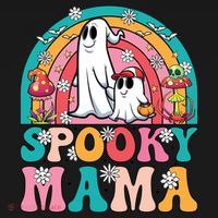Retro Groovy Spooky Mama Floral Ghost Halloween Season Mommy Cute Gift Women's Hoodie thumb 2