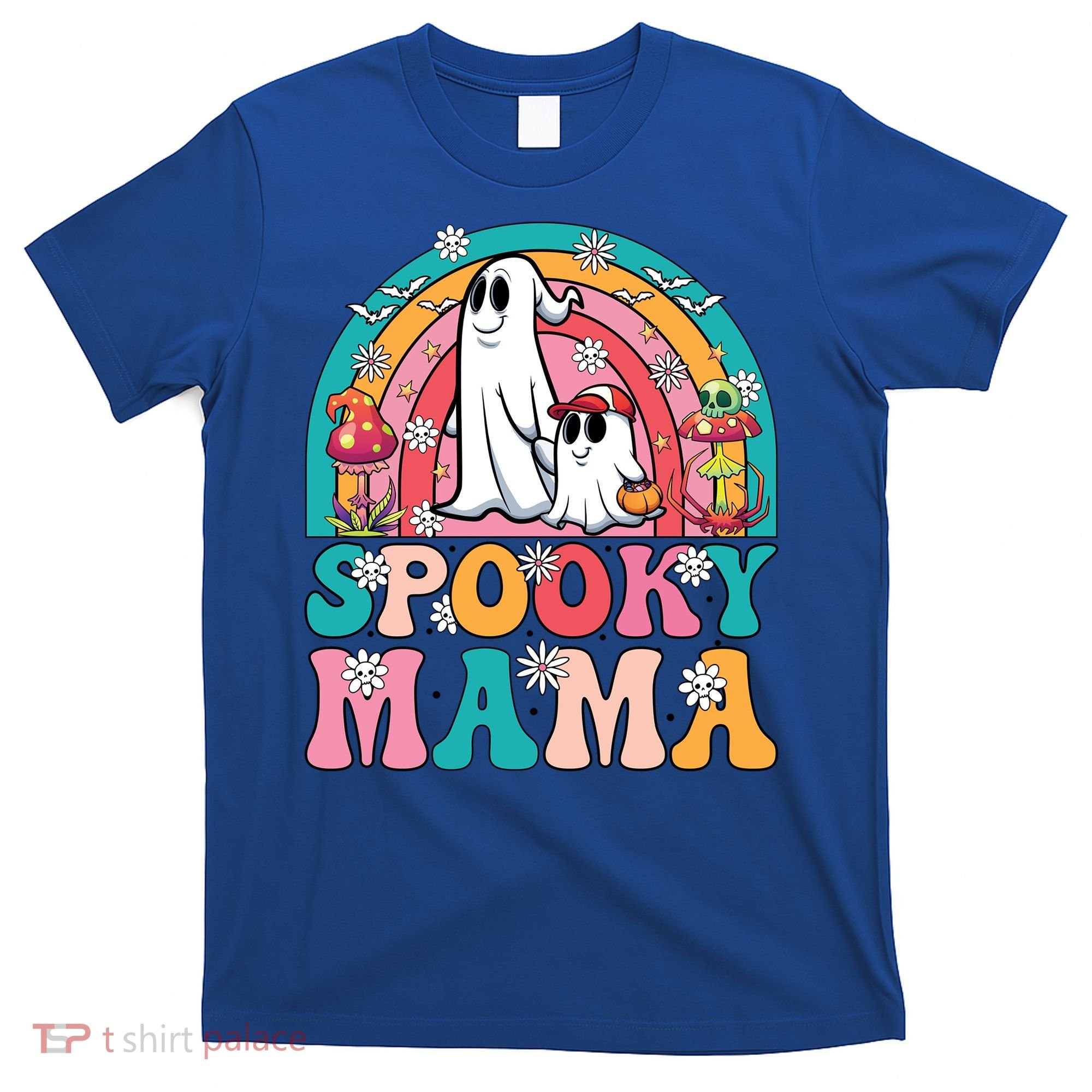 Retro Groovy Spooky Mama Floral Ghost Halloween Season Mommy Cute Gift T-Shirt