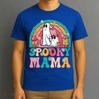 Retro Groovy Spooky Mama Floral Ghost Halloween Season Mommy Cute Gift T-Shirt thumb 3
