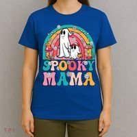 Retro Groovy Spooky Mama Floral Ghost Halloween Season Mommy Cute Gift T-Shirt thumb 4