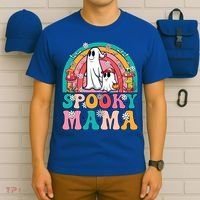 Retro Groovy Spooky Mama Floral Ghost Halloween Season Mommy Cute Gift T-Shirt thumb 6