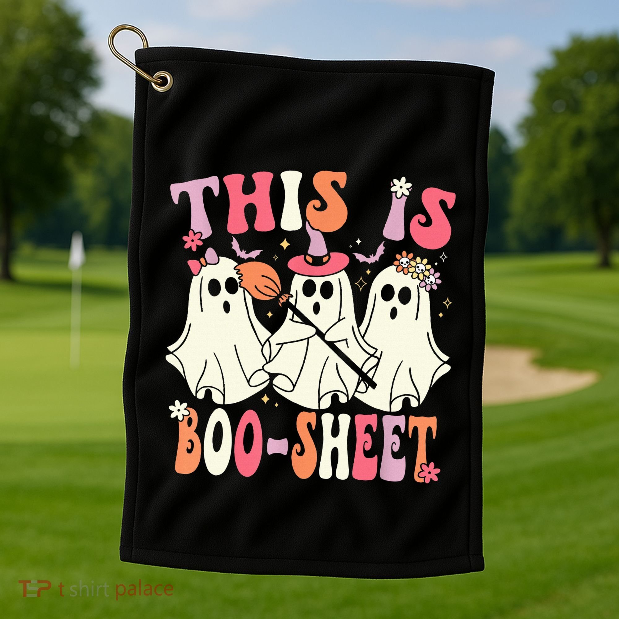 Retro Groovy This Is Some Boo Sheet Halloween Ghost Funny Golf Towel