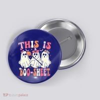 Retro Groovy This Is Some Boo Sheet Halloween Ghost Funny Button thumb 0