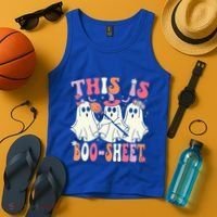Retro Groovy This Is Some Boo Sheet Halloween Ghost Funny Tank Top thumb 4