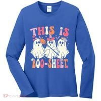 Retro Groovy This Is Some Boo Sheet Halloween Ghost Funny Women's Long Sleeve Shirt thumb 0