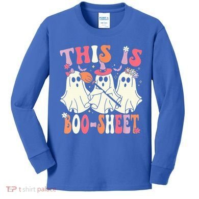 Retro Groovy This Is Some Boo Sheet Halloween Ghost Funny Kids Long Sleeve Shirt