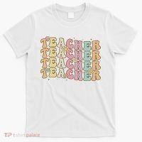 Retro Groovy Teacher Inspirational Colorful Back To School T-Shirt thumb 0