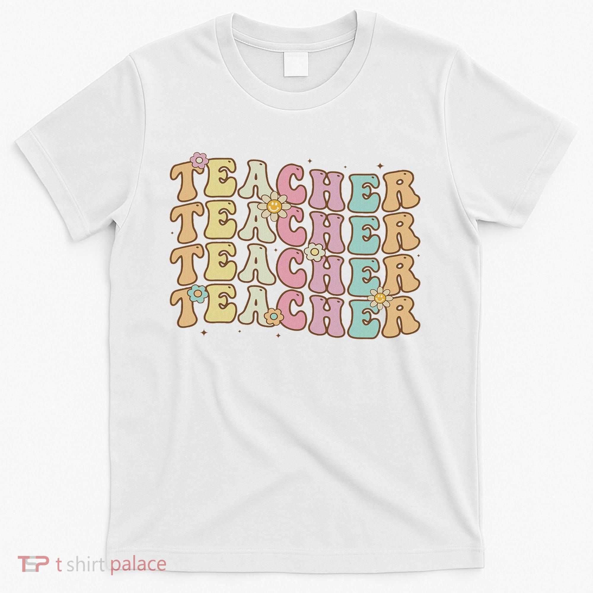 Retro Groovy Teacher Inspirational Colorful Back To School T-Shirt