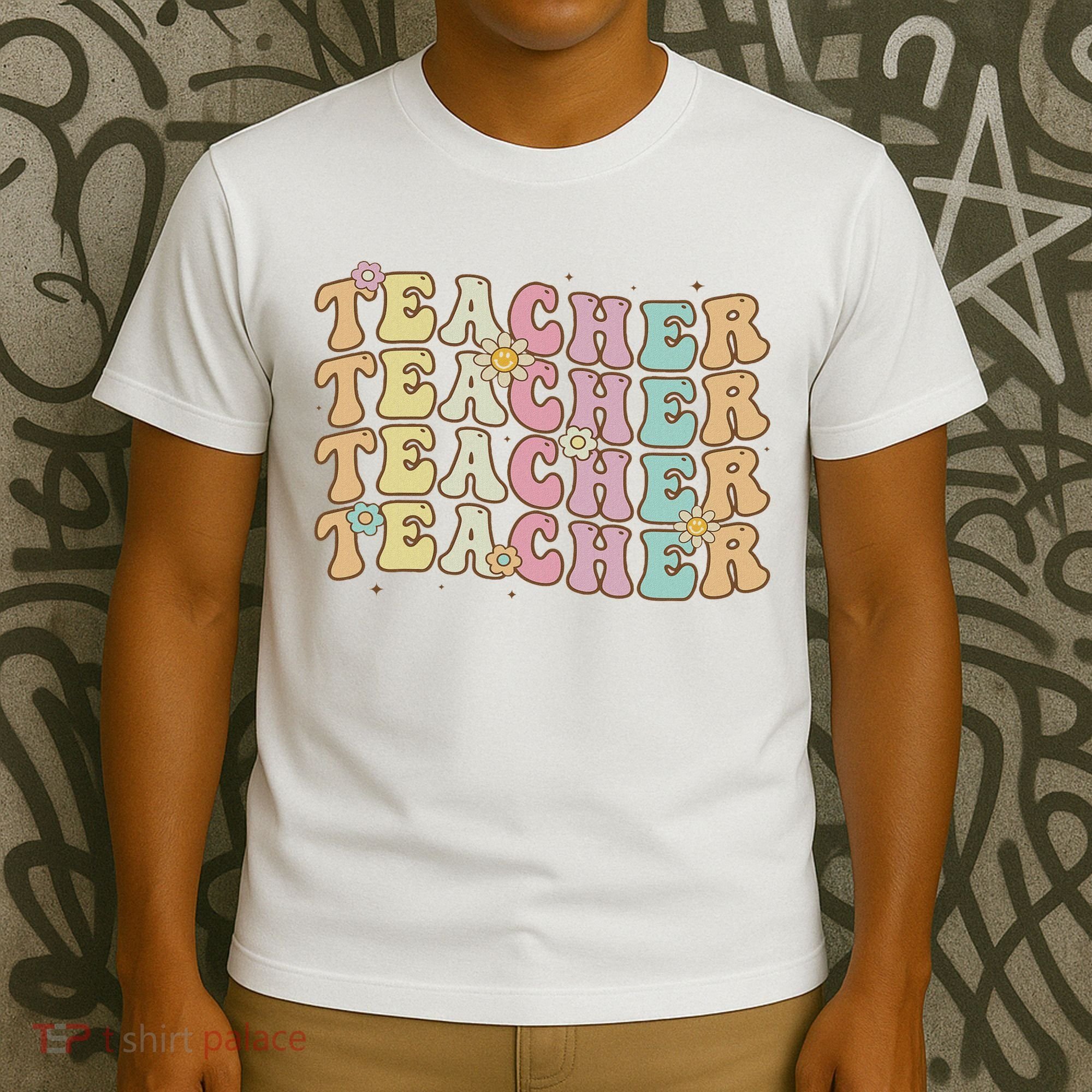 Retro Groovy Teacher Inspirational Colorful Back To School T-Shirt