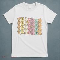 Retro Groovy Teacher Inspirational Colorful Back To School T-Shirt thumb 5