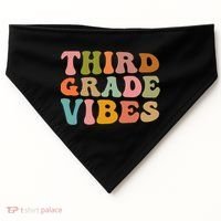 Retro Groovy Third Grade Vibes 3Rd Grade First Day Of School Gift USA-Made Doggie Bandana thumb 0