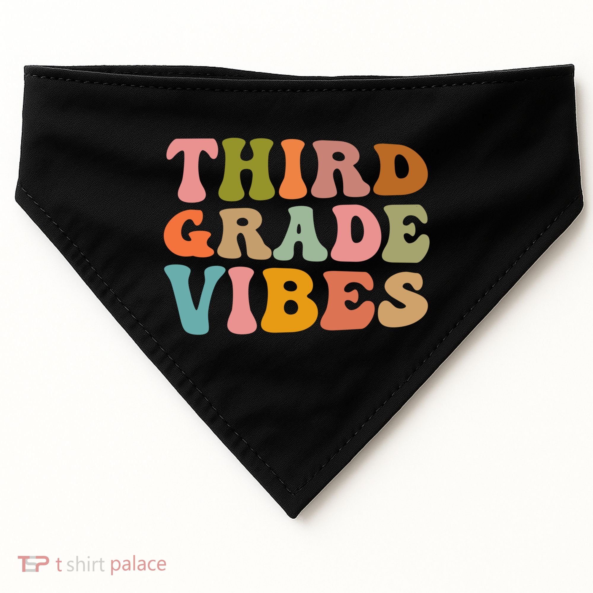 Retro Groovy Third Grade Vibes 3Rd Grade First Day Of School Gift USA-Made Doggie Bandana