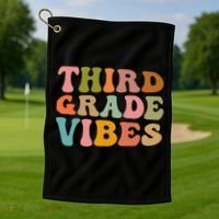 Retro Groovy Third Grade Vibes 3Rd Grade First Day Of School Gift Golf Towel thumb 1