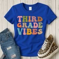 Retro Groovy Third Grade Vibes 3Rd Grade First Day Of School Gift Women's T-Shirt thumb 3